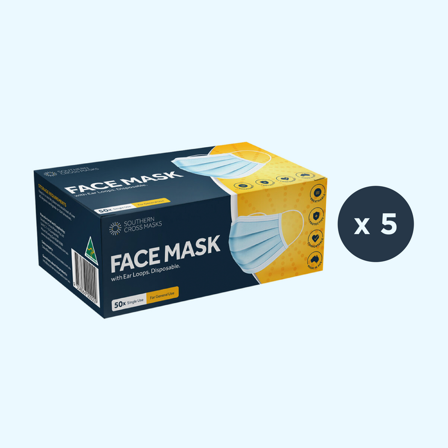 Face Masks Australian Made - 50 Pack x 5